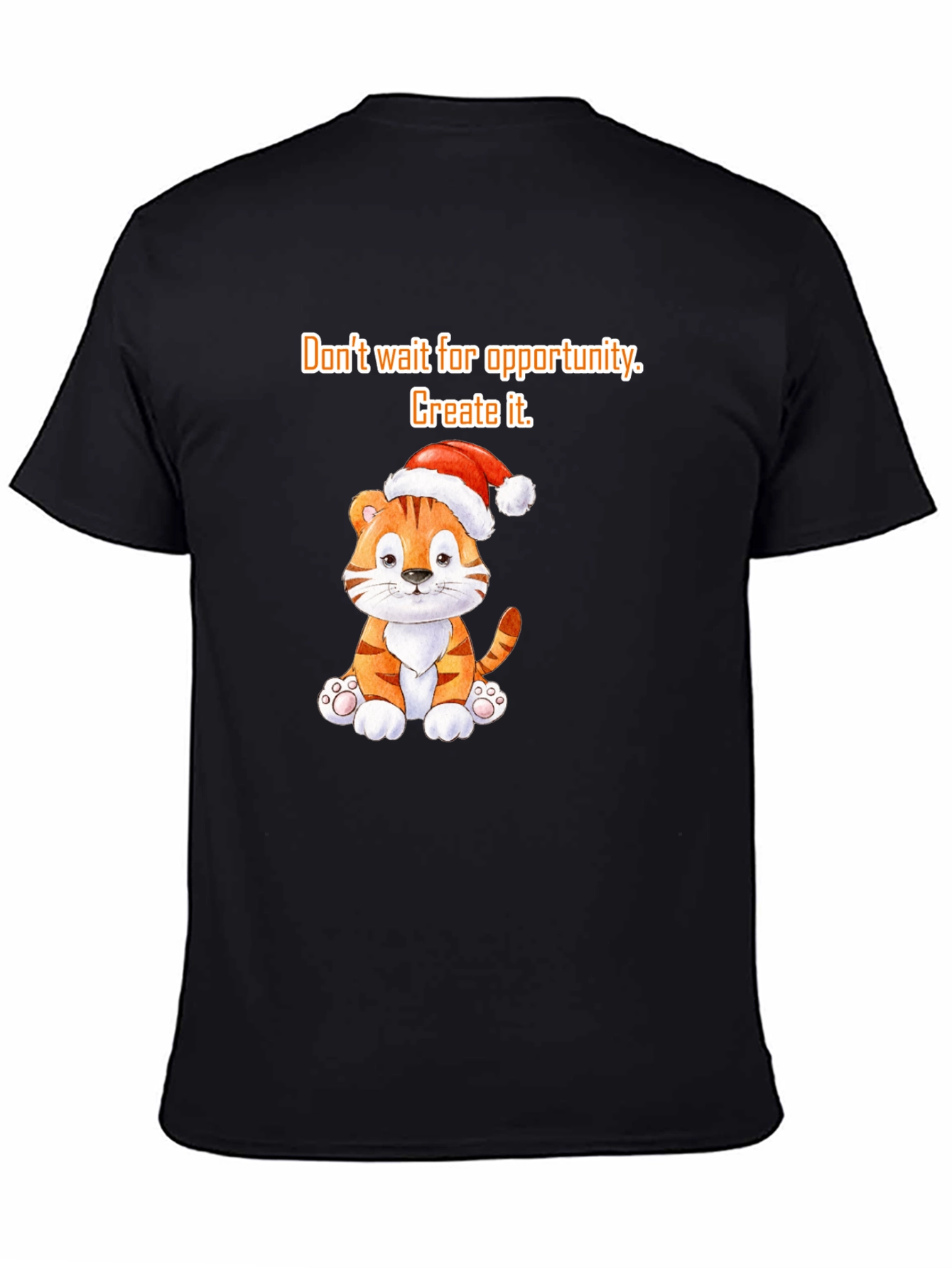Opportunity Seeker Tee: Cute Tiger with Santa Hat