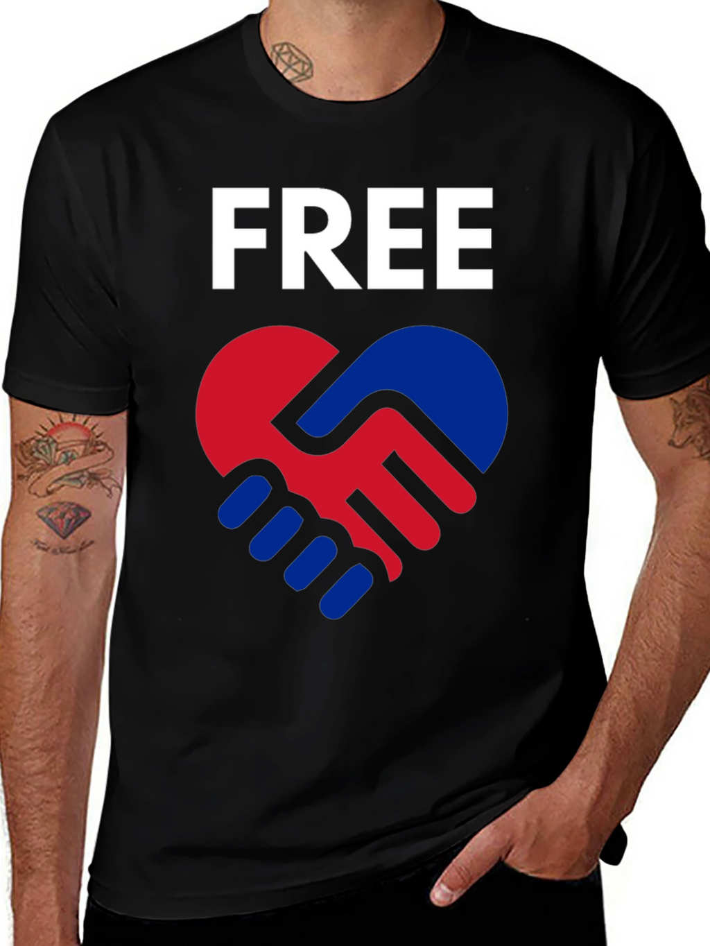 Free Heart Hands T-Shirt - Black