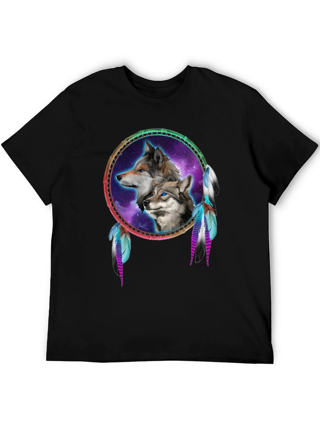Wolf Dreamcatcher Black T-Shirt