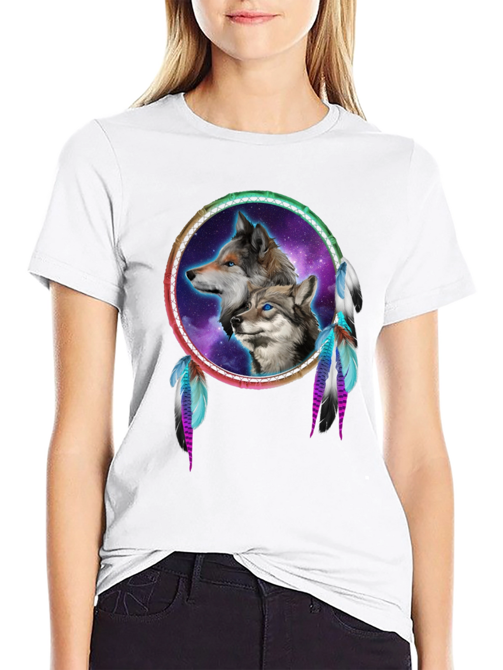 Wolf Dreamcatcher Black T-Shirt