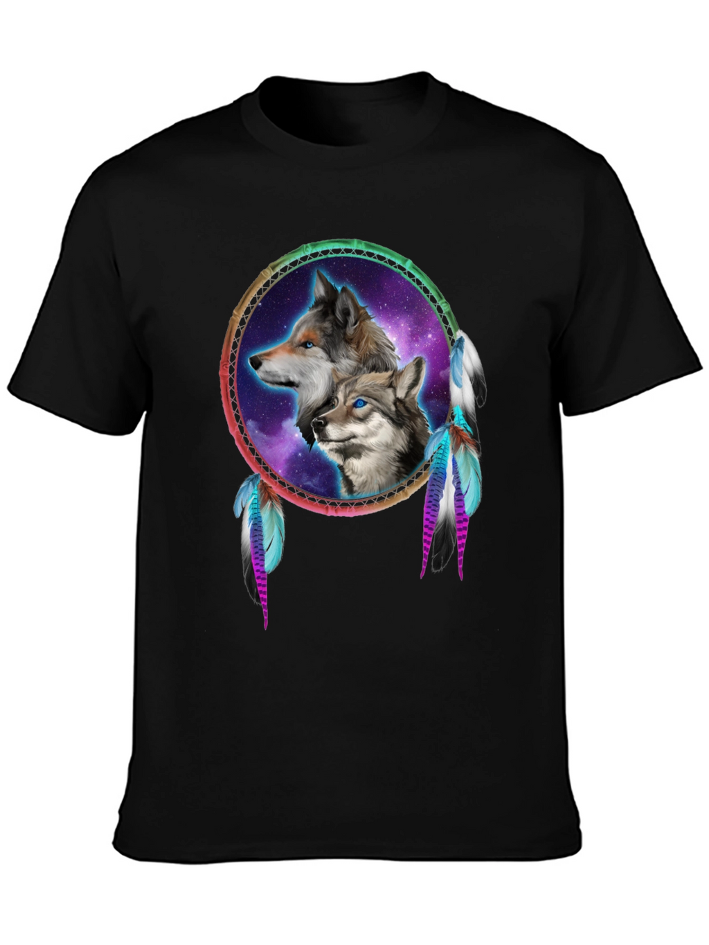 Wolf Dreamcatcher Black T-Shirt