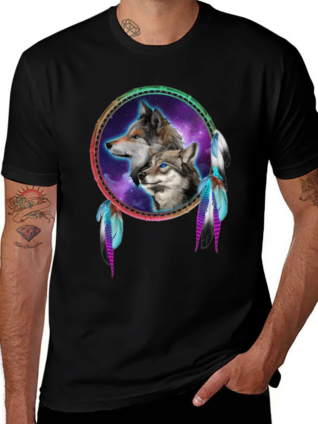 Wolf Dreamcatcher Black T-Shirt