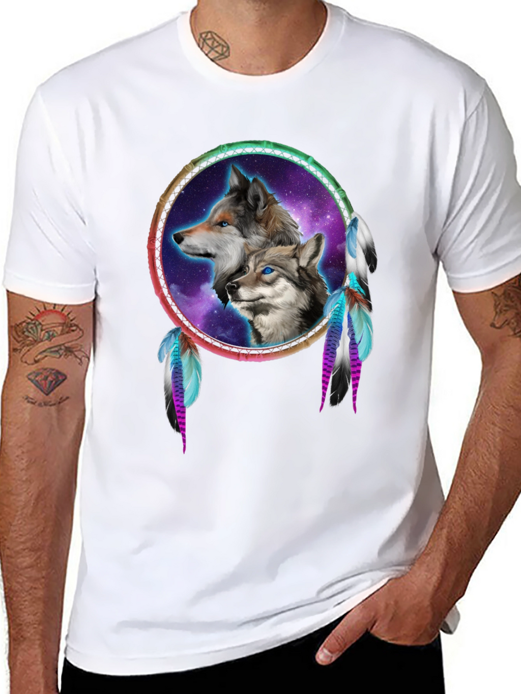 Wolf Dreamcatcher Black T-Shirt