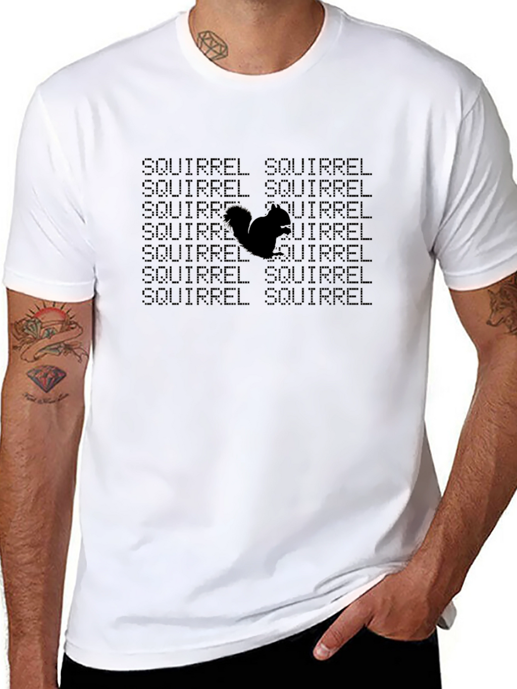 Squirrel Pattern Black T-Shirt