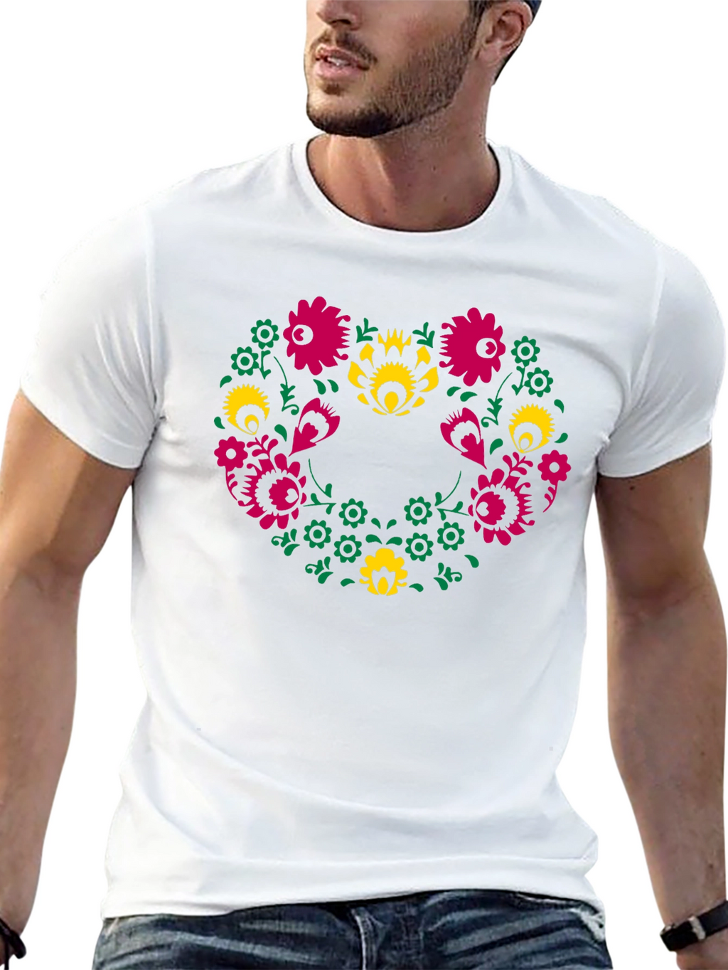 Floral Heart Tee - Black Graphic T-Shirt
