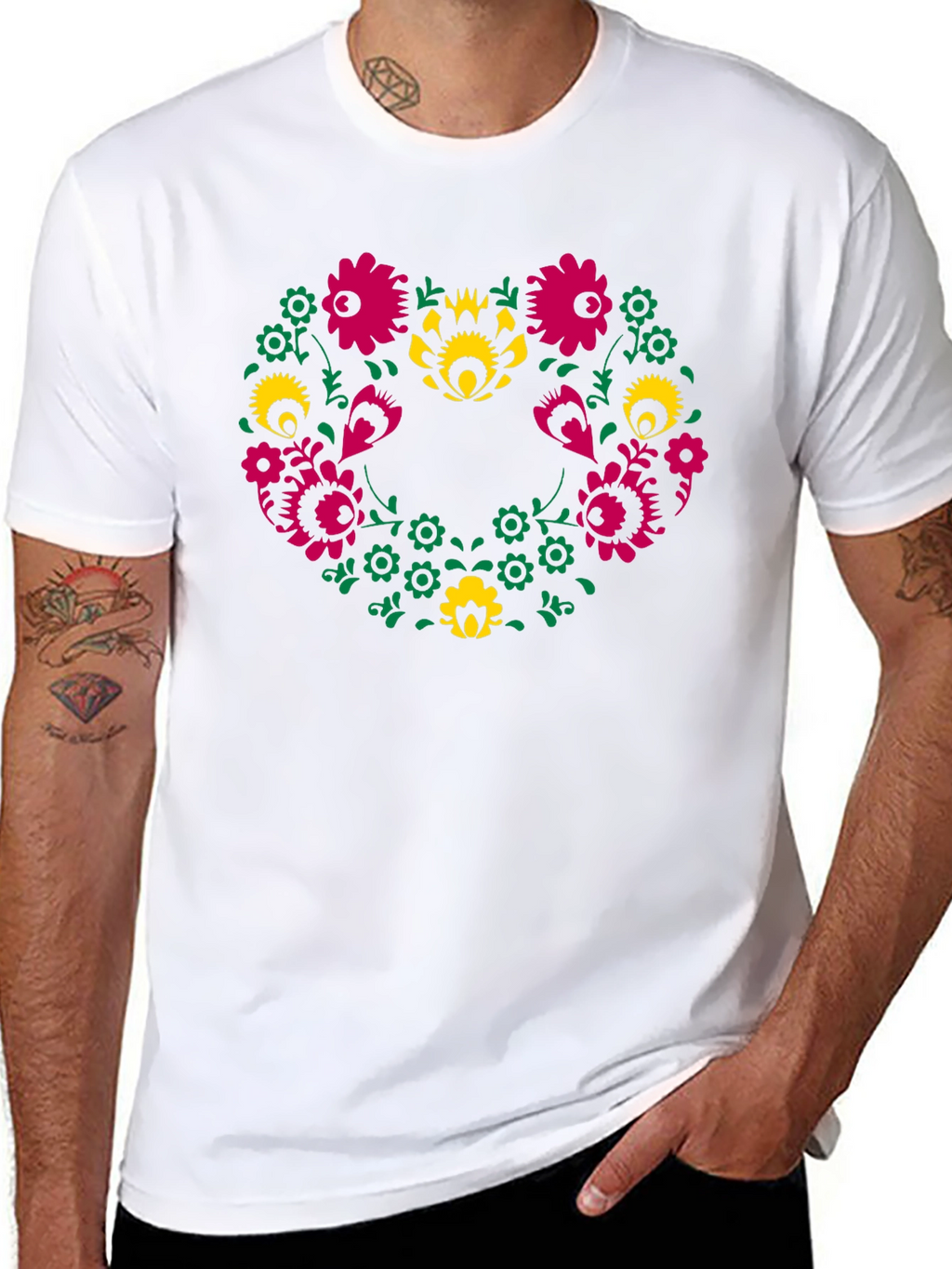Floral Heart Tee - Black Graphic T-Shirt