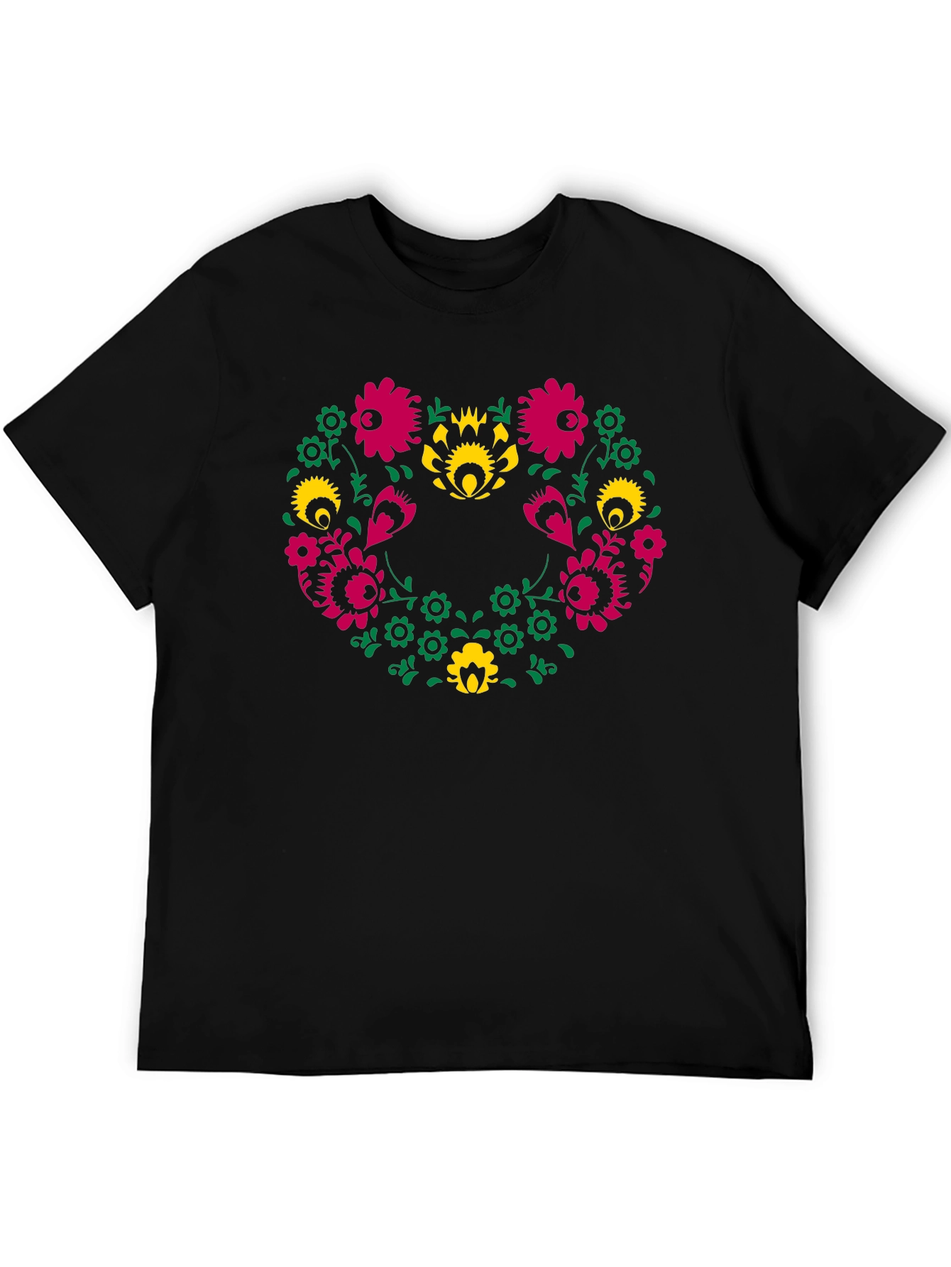 Floral Heart Tee - Black Graphic T-Shirt