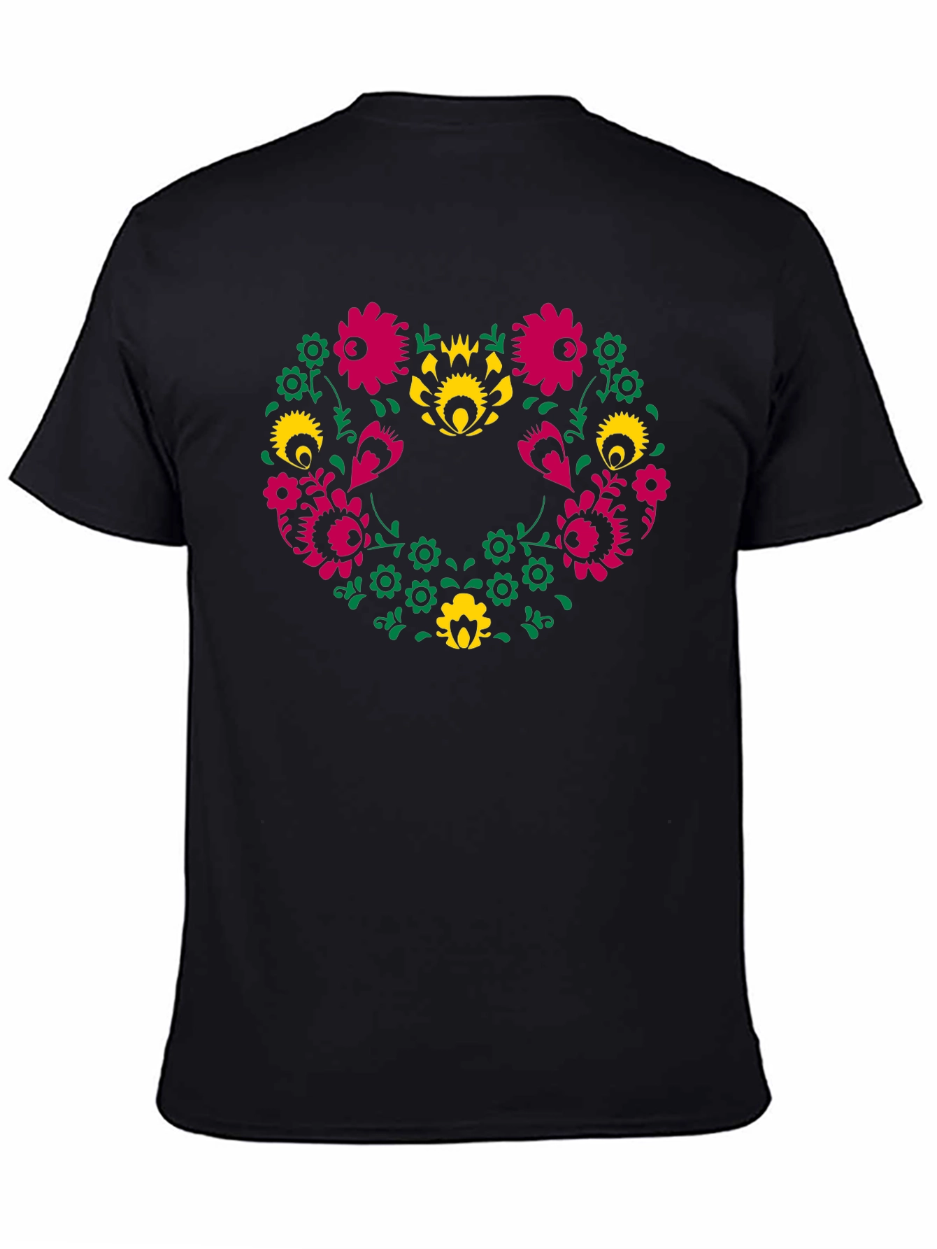 Floral Heart Tee - Black Graphic T-Shirt
