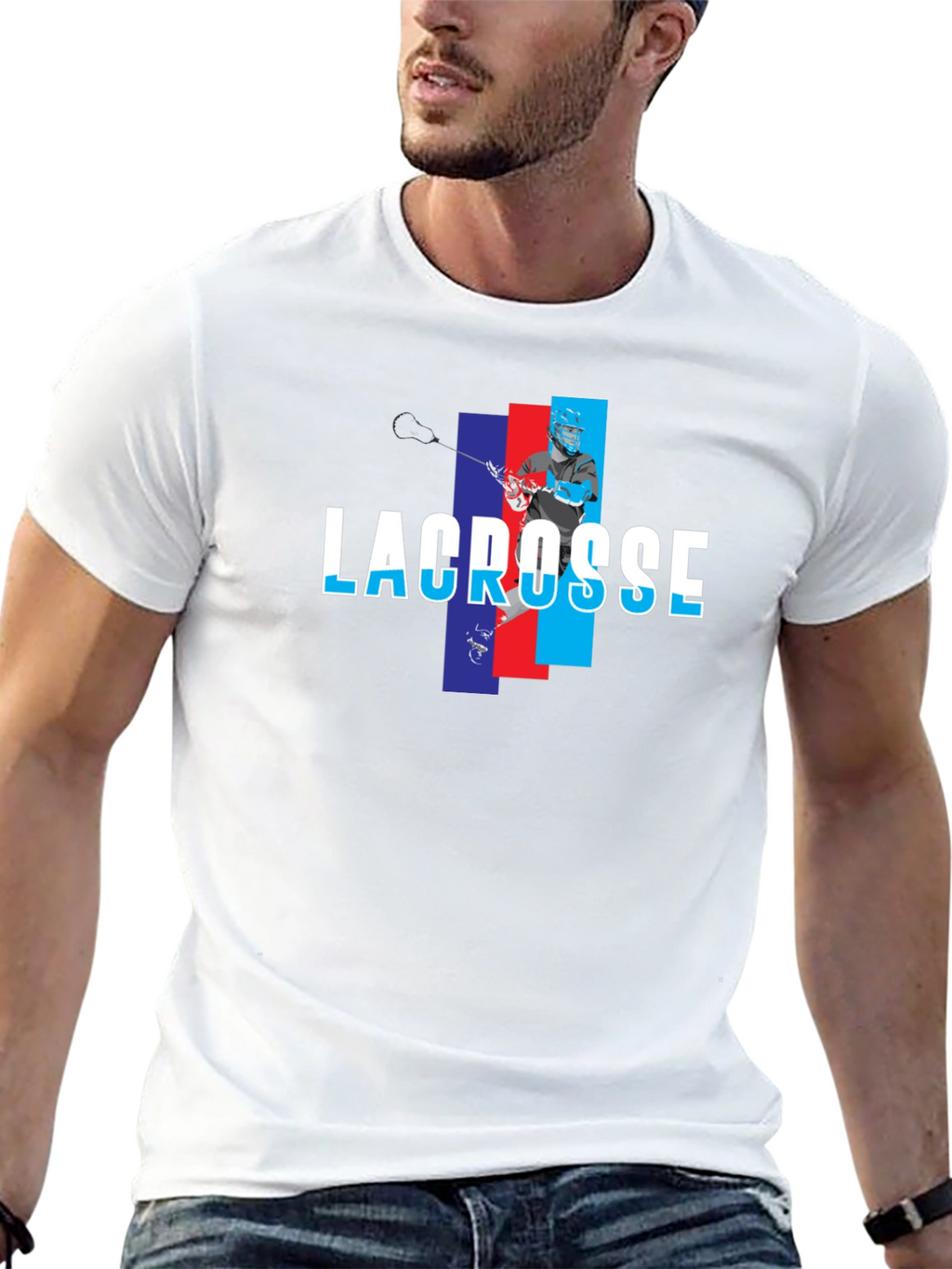 Lacrosse Player Graphic T-Shirt - Black