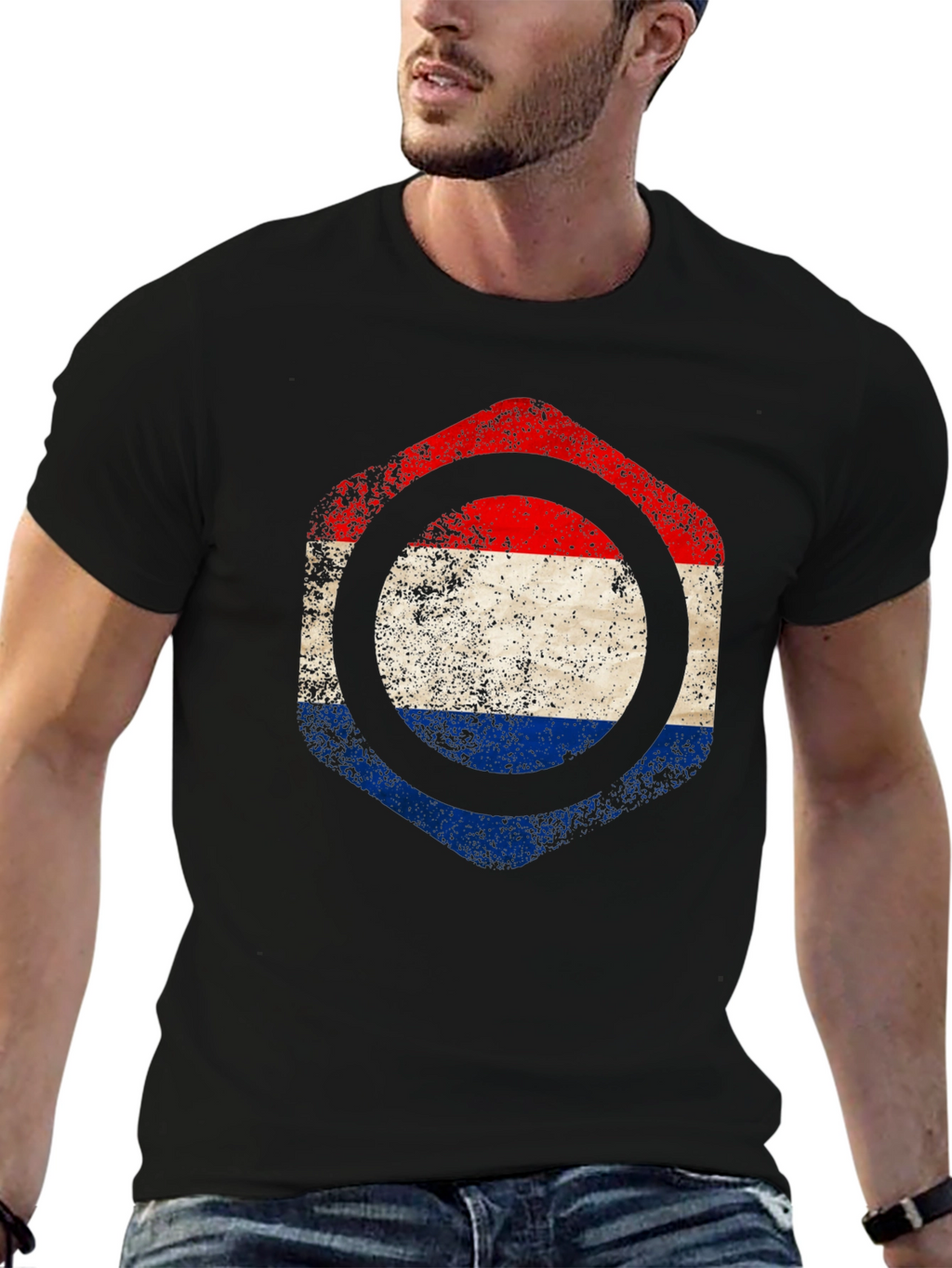 Netherlands Flag Hexagon T-Shirt