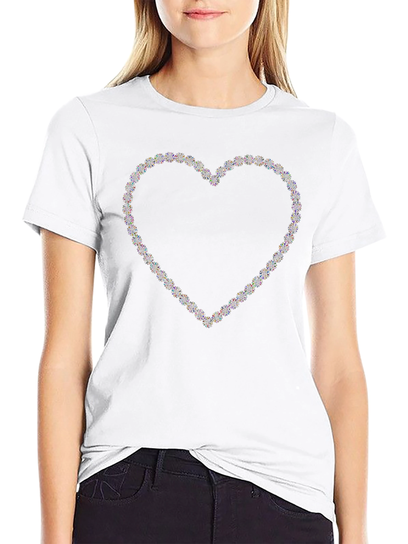 Heart Sparkle Graphic Black T-Shirt
