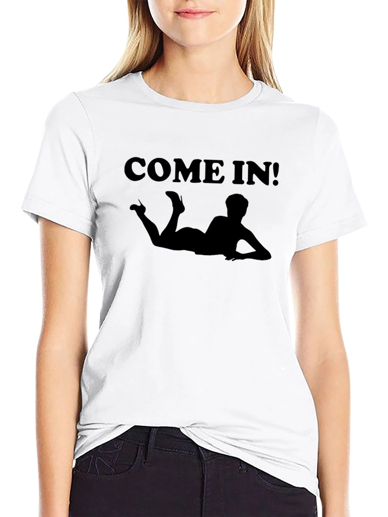 Come In! Graphic Tee - Black Novelty Shirt