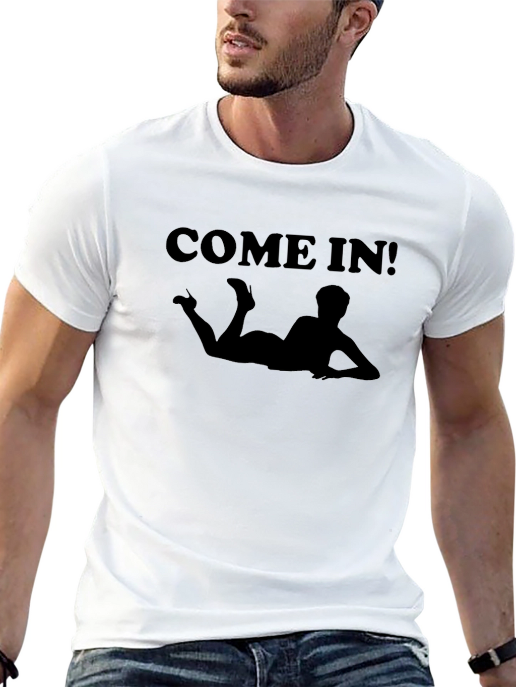 Come In! Graphic Tee - Black Novelty Shirt