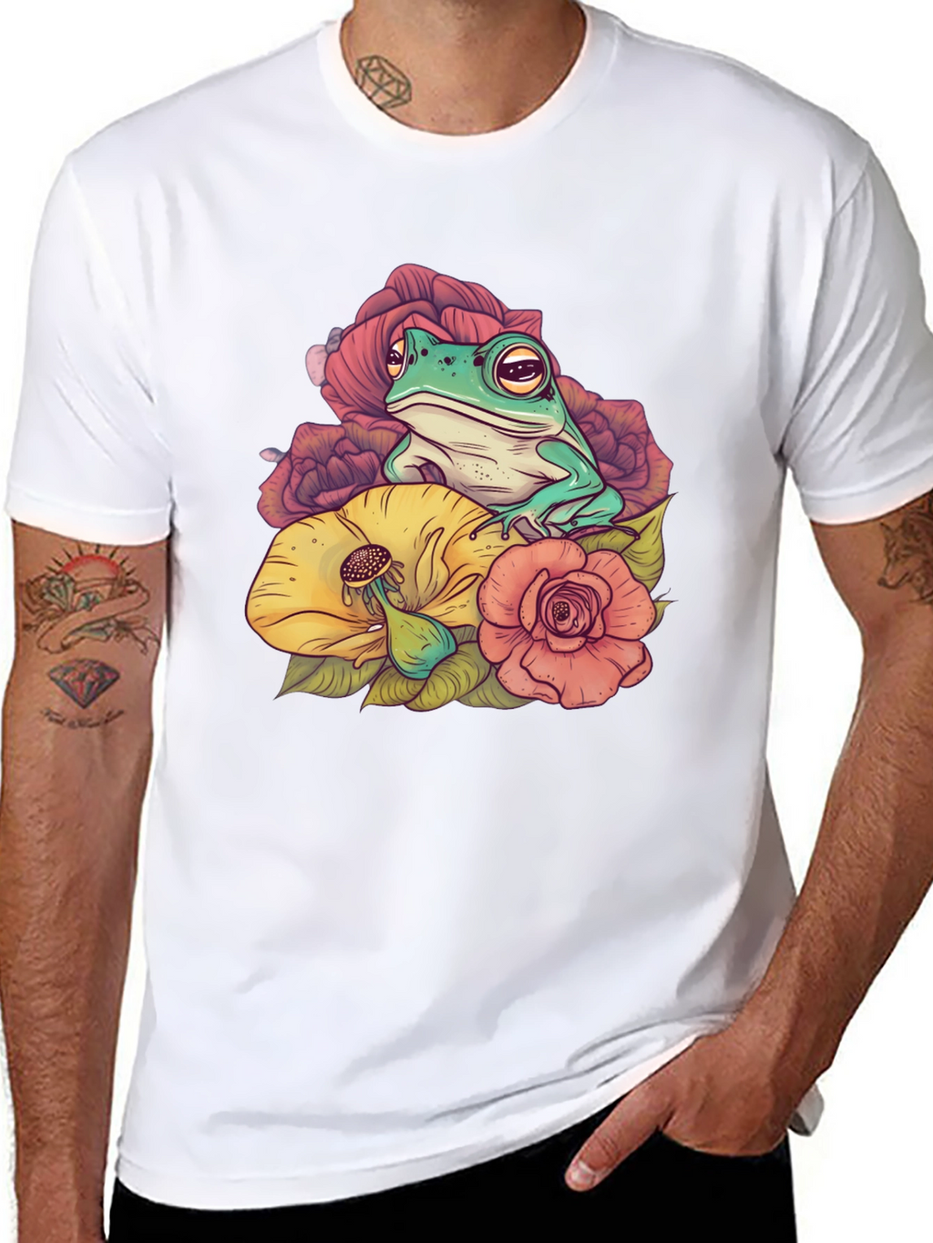 Frog and Flower Graphic T-Shirt