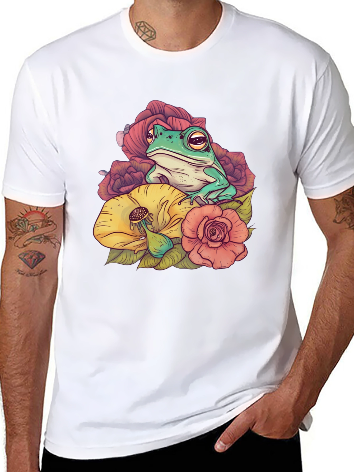 Frog and Flower Graphic T-Shirt
