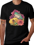 Frog and Flower Graphic T-Shirt