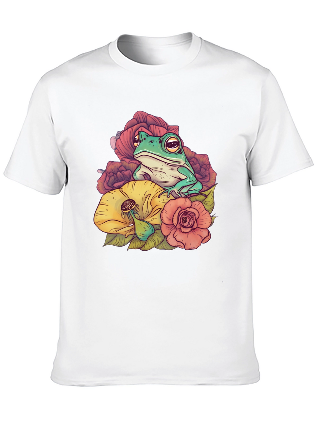 Frog and Flower Graphic T-Shirt