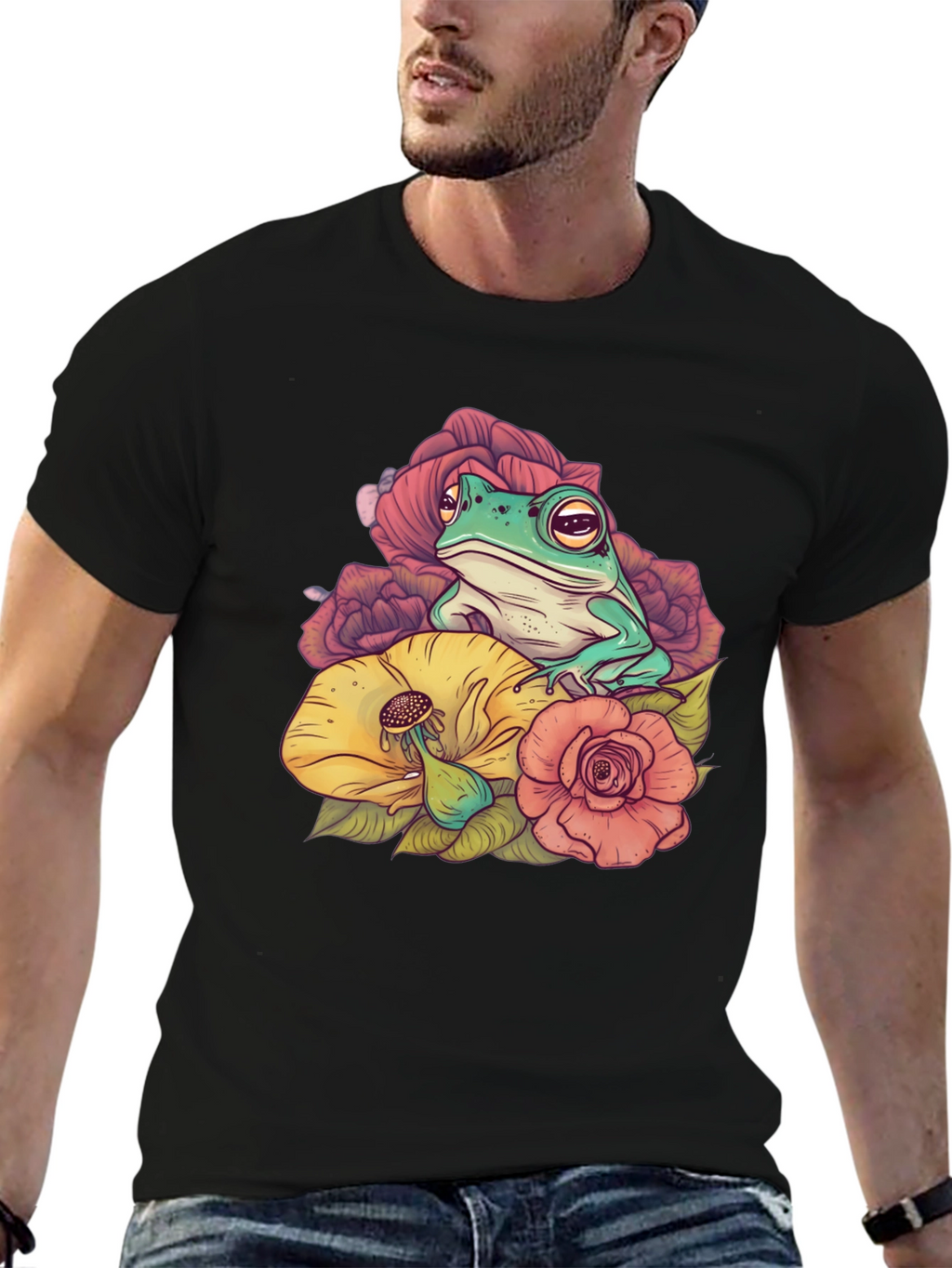 Frog and Flower Graphic T-Shirt