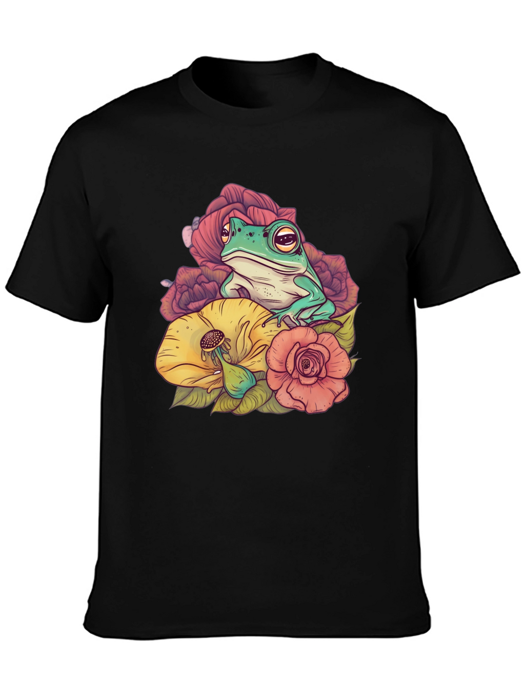 Frog and Flower Graphic T-Shirt
