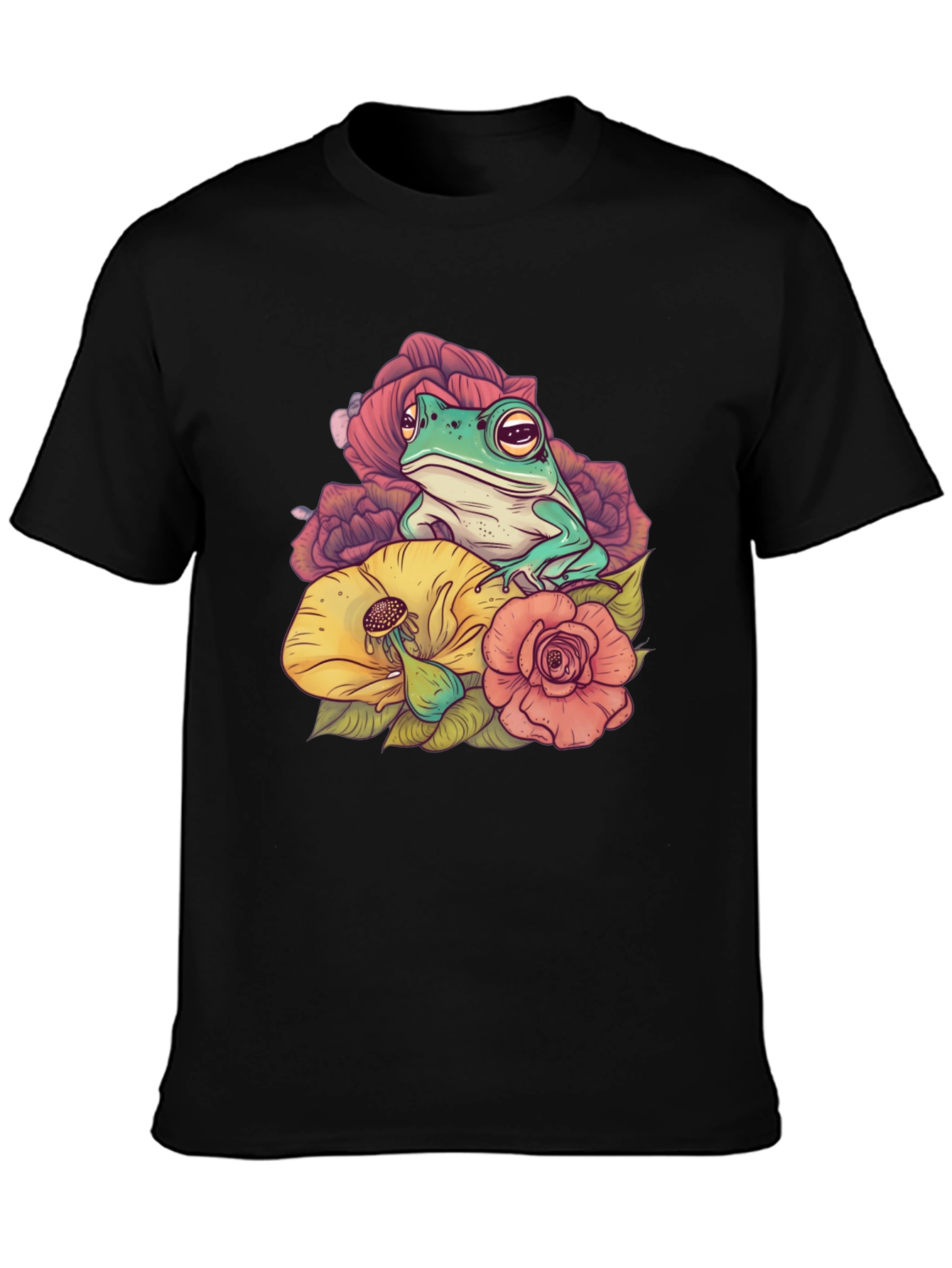 Frog and Flower Graphic T-Shirt