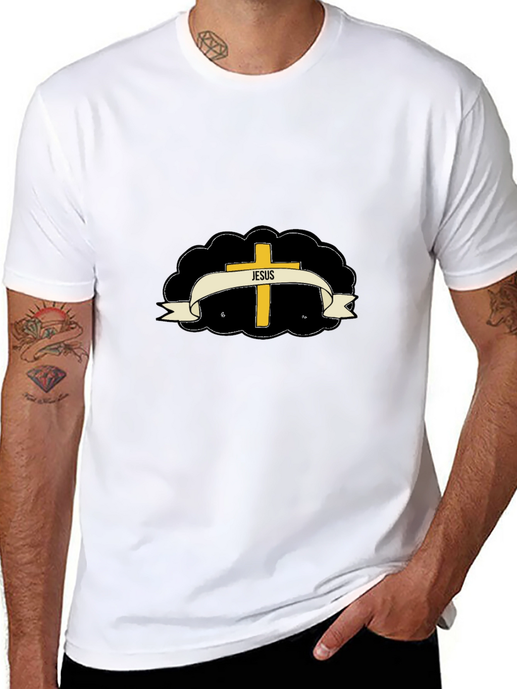 Jesus Cross Graphic T-Shirt - Stylish Religious Apparel