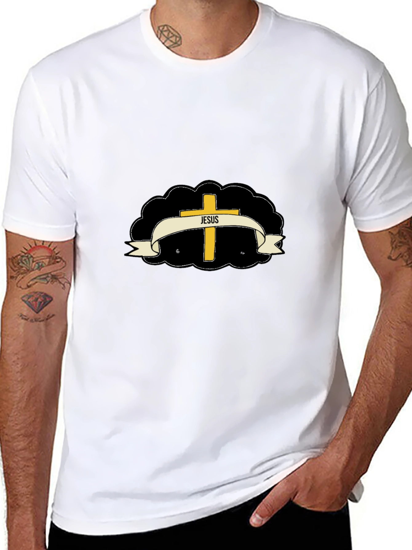 Jesus Cross Graphic T-Shirt - Stylish Religious Apparel