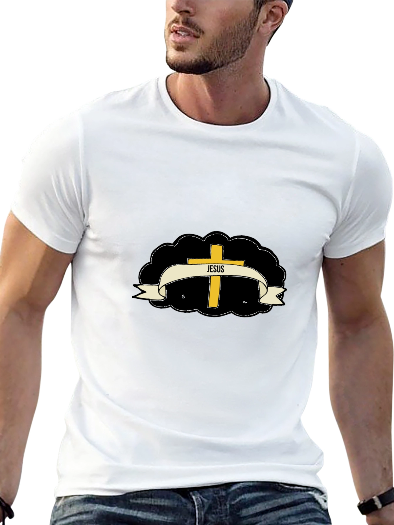 Jesus Cross Graphic T-Shirt - Stylish Religious Apparel