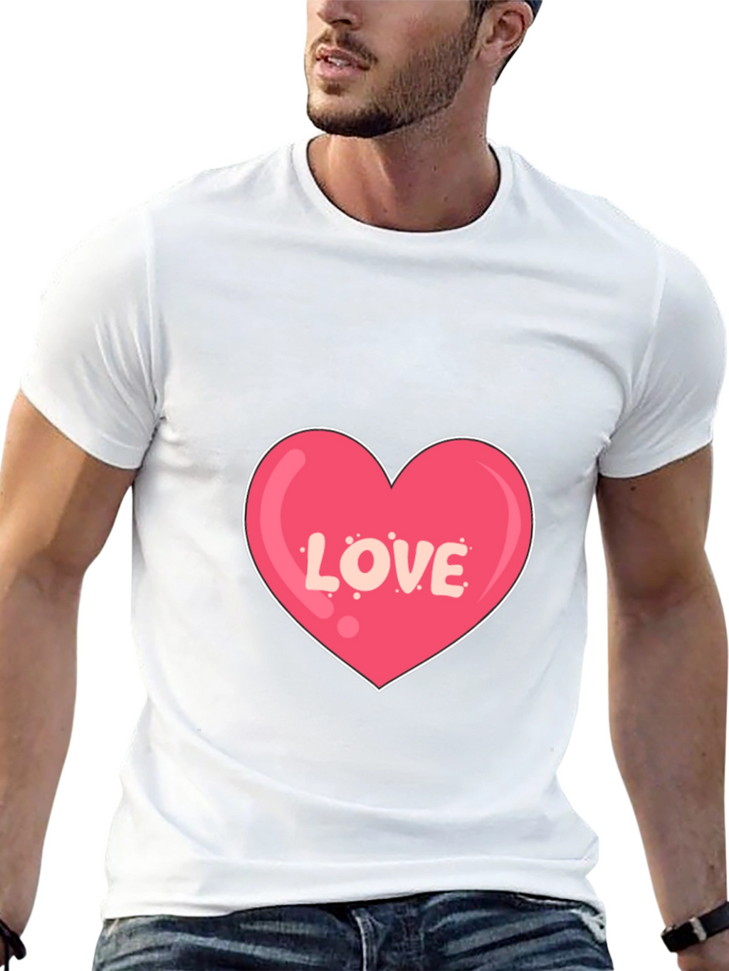 Love Heart Graphic Print Black T-Shirt