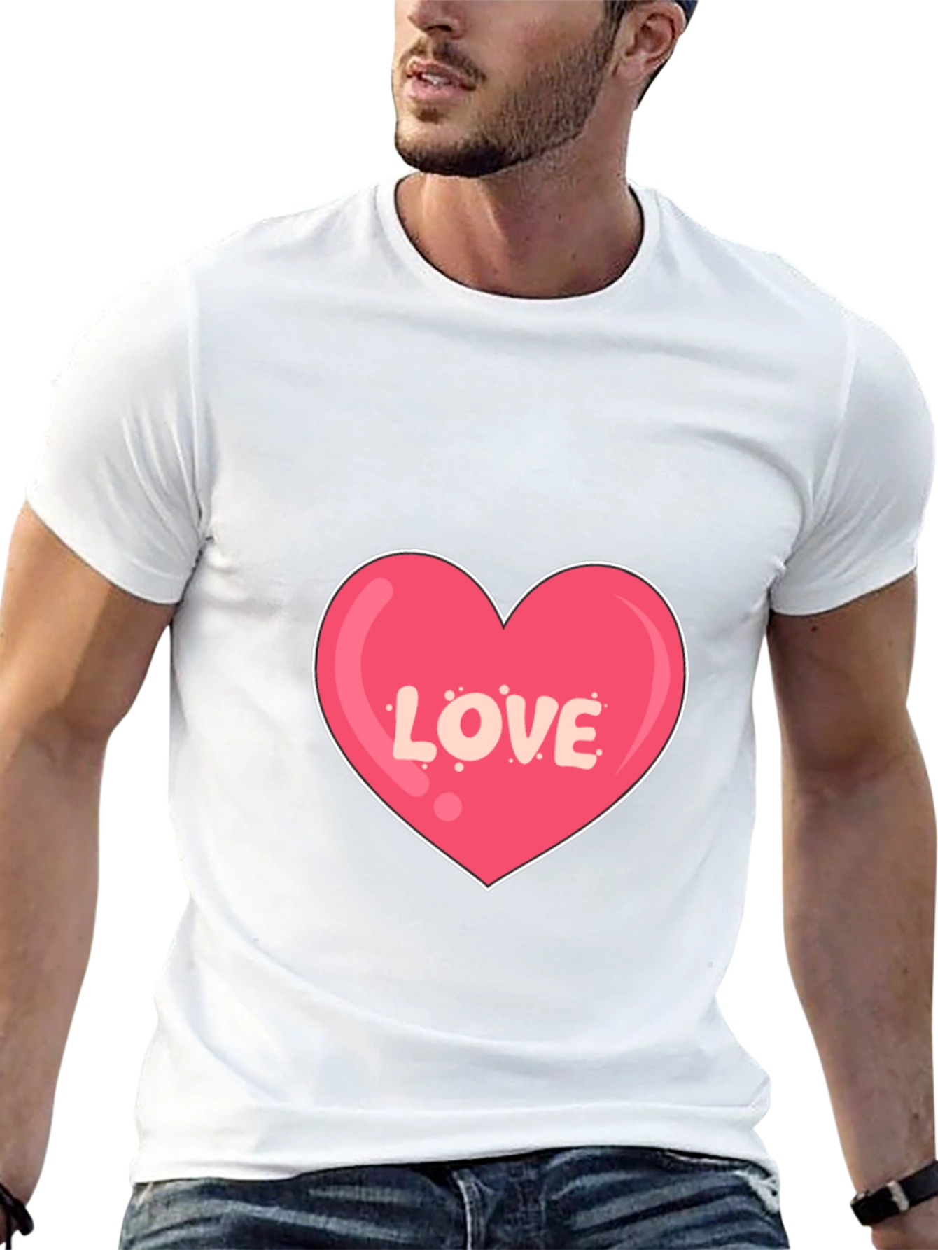 Love Heart Graphic Print Black T-Shirt