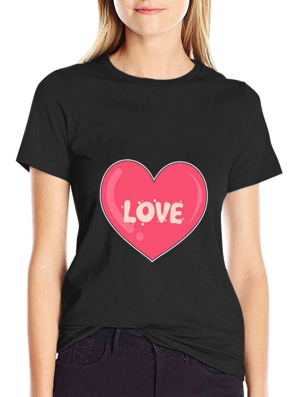 Love Heart Graphic Print Black T-Shirt