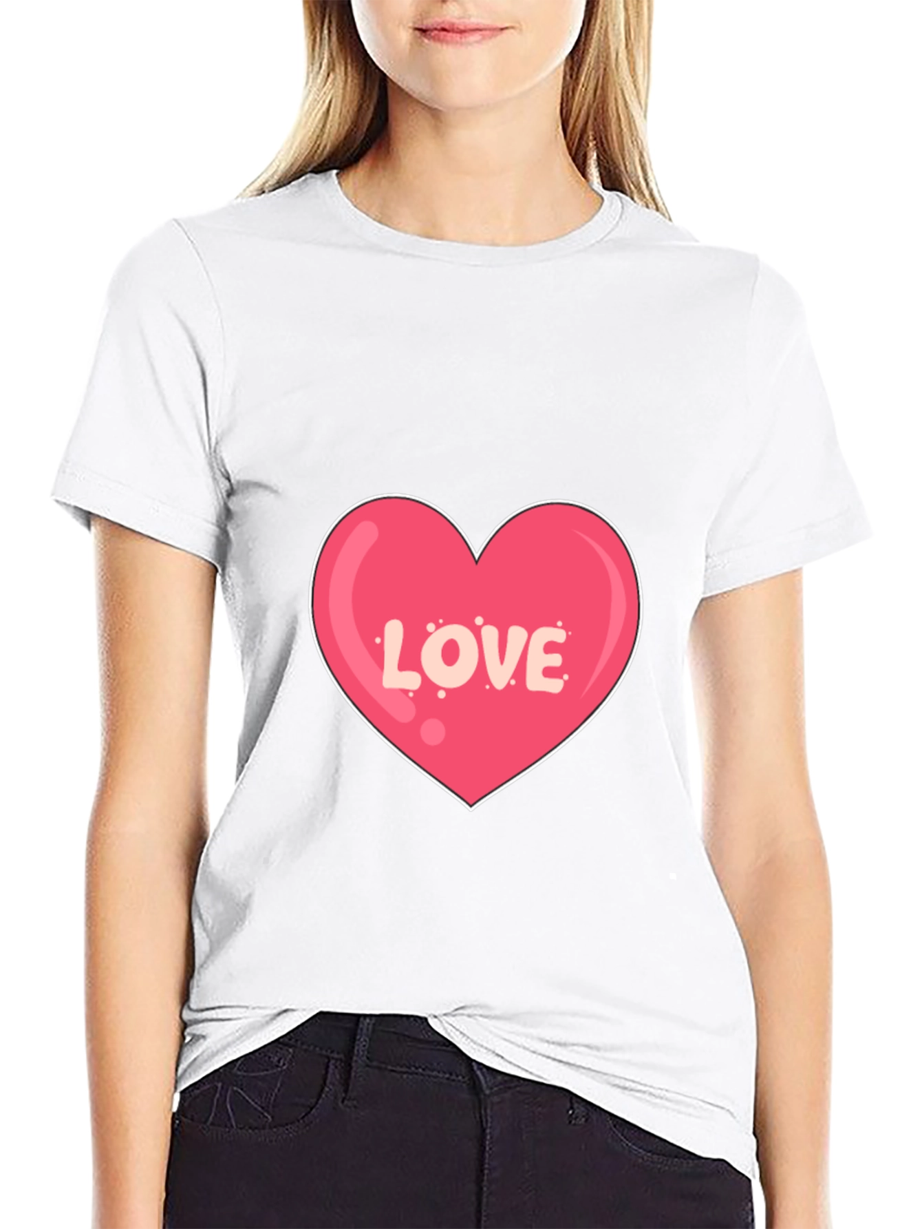 Love Heart Graphic Print Black T-Shirt