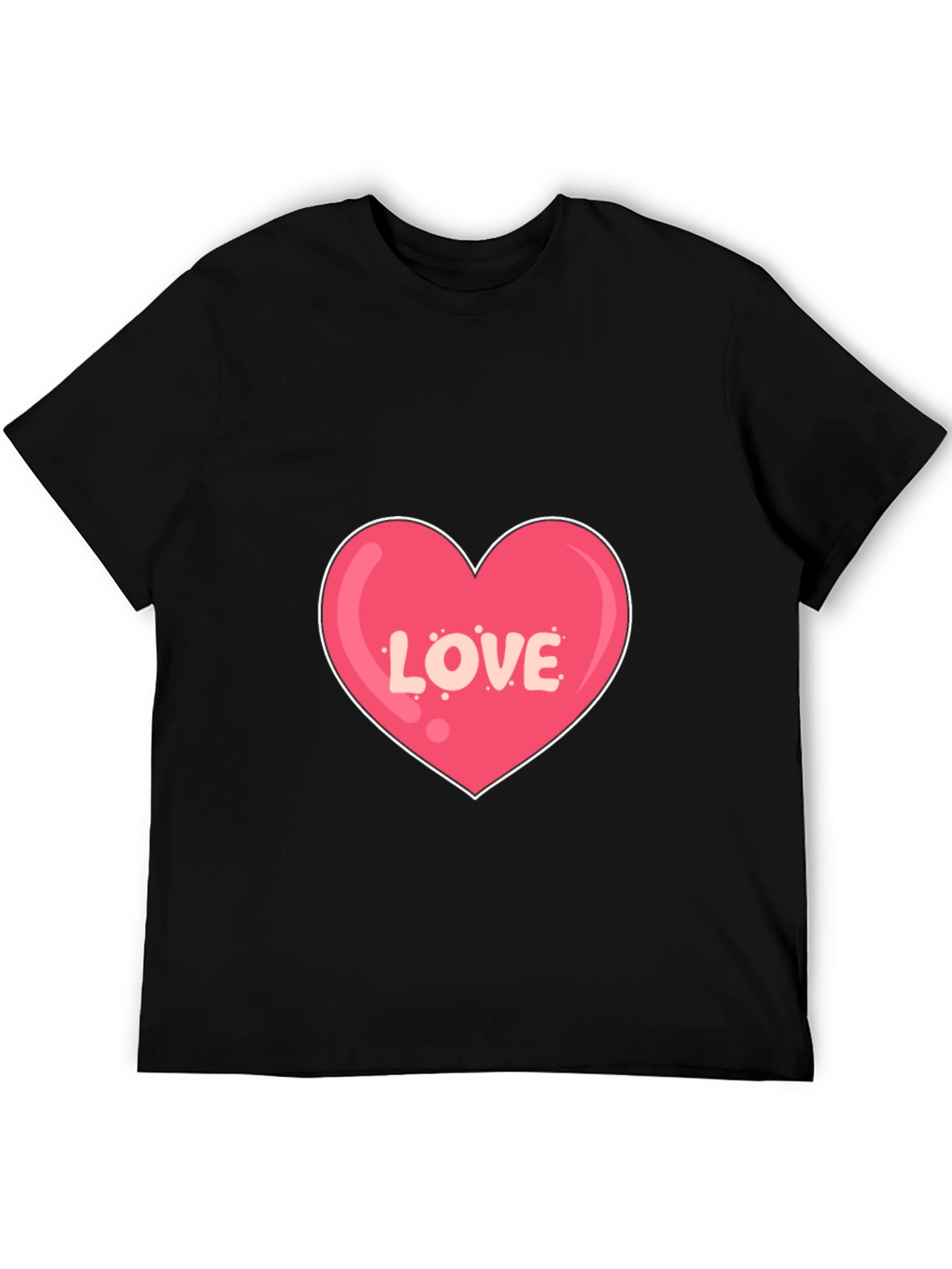Love Heart Graphic Print Black T-Shirt