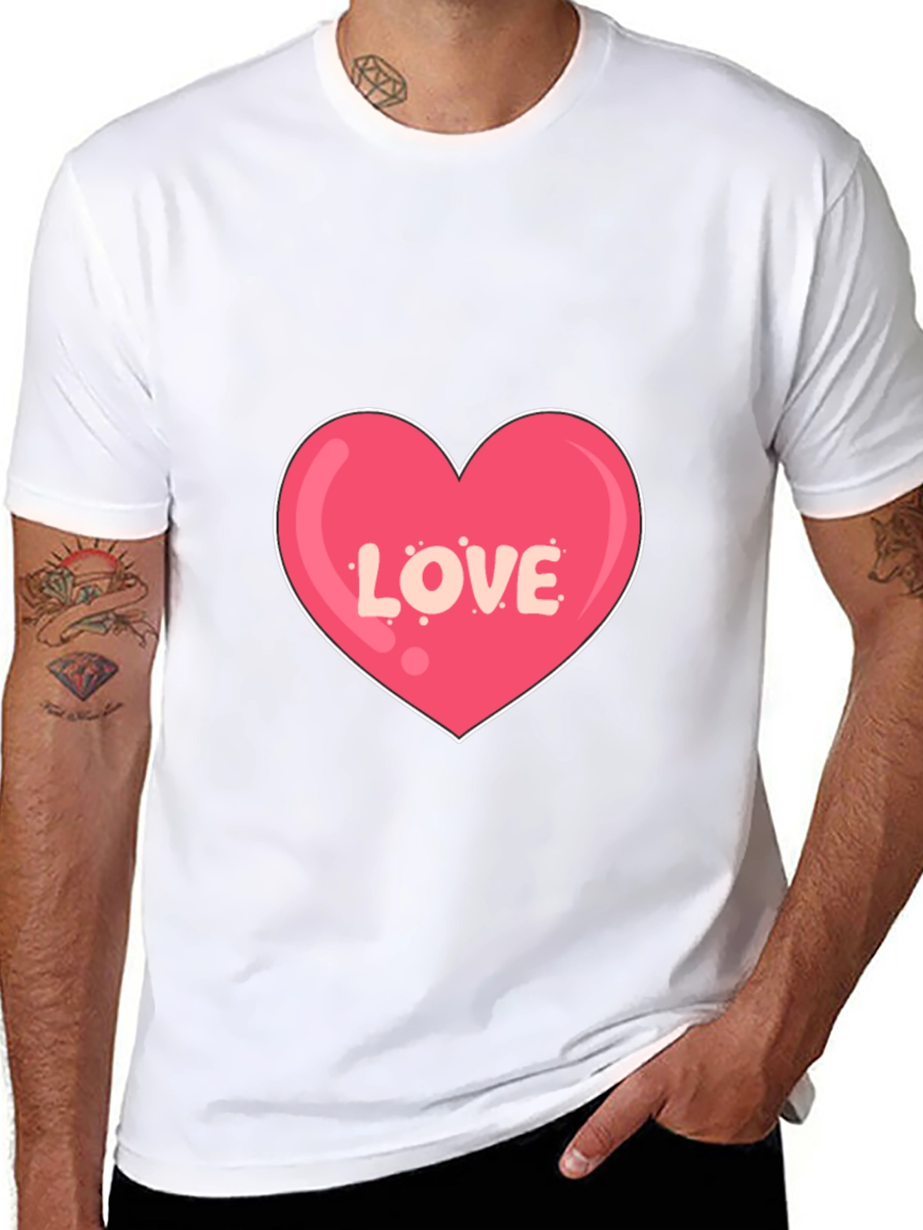 Love Heart Graphic Print Black T-Shirt