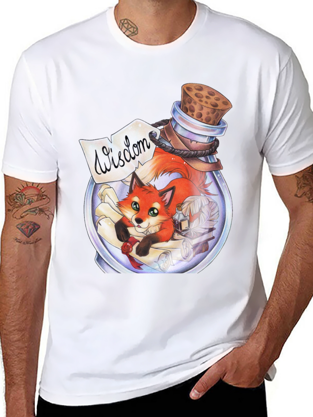 Whimsical Fox in a Bottle Graphic Tee