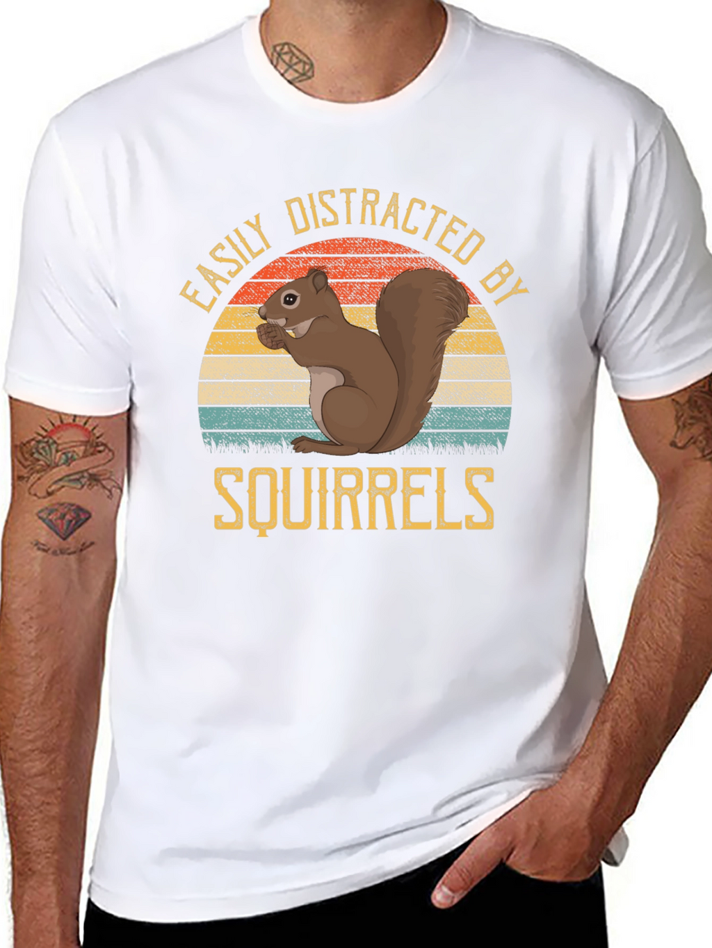 Easily Distracted by Squirrels Black T-Shirt