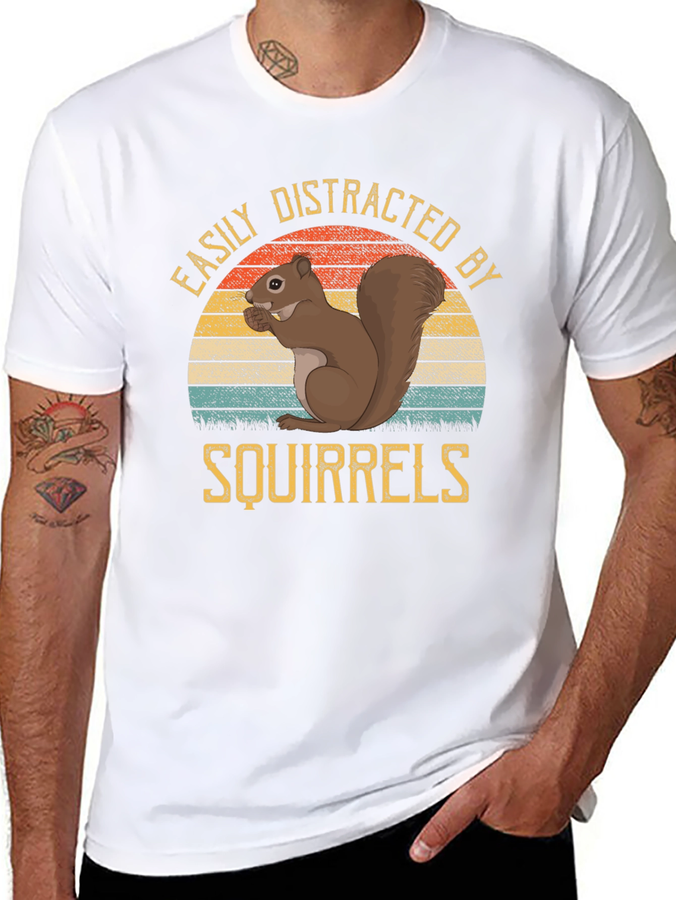 Easily Distracted by Squirrels Black T-Shirt