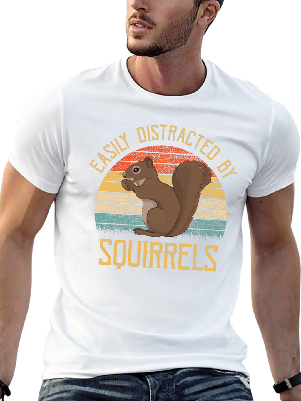 Easily Distracted by Squirrels Black T-Shirt