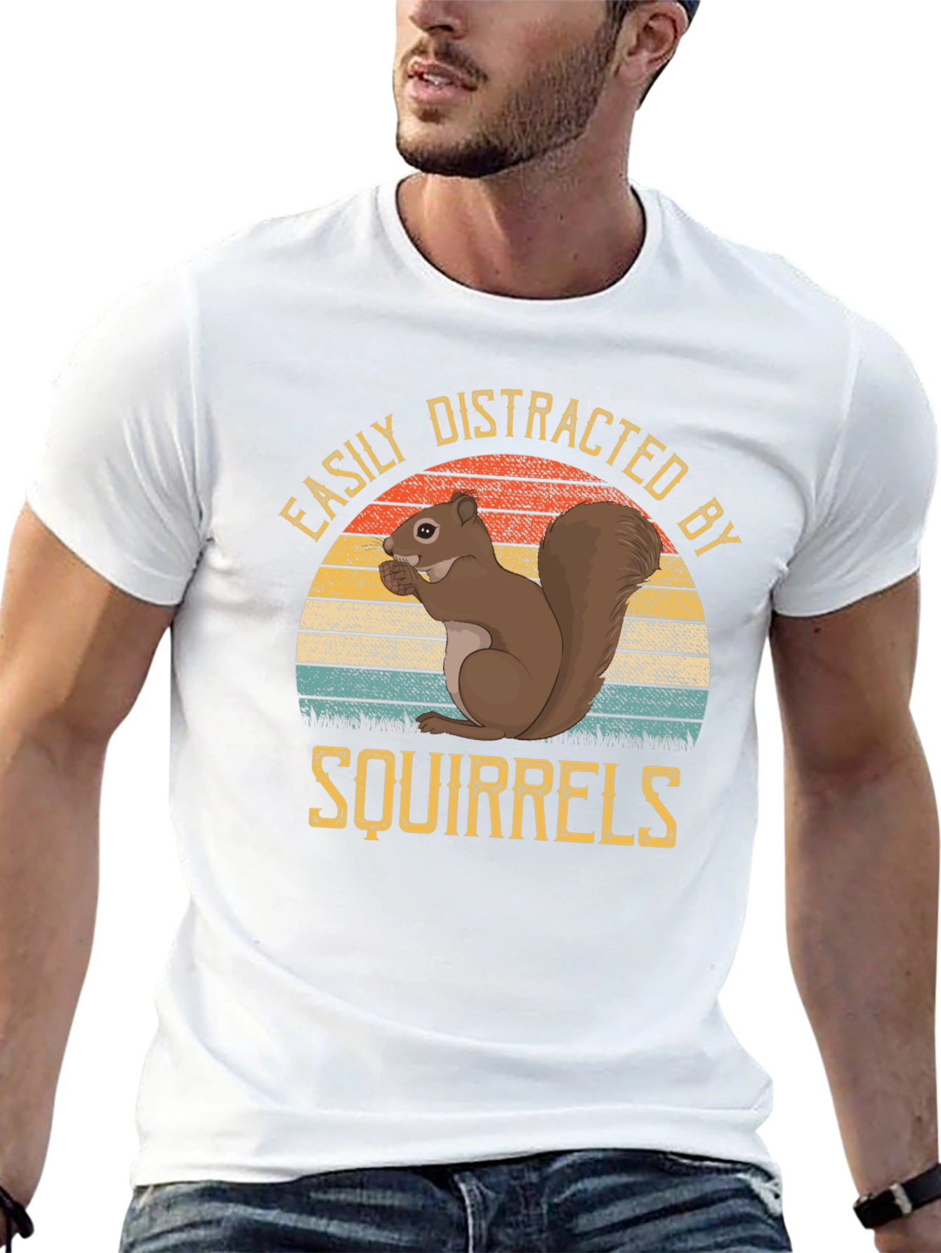 Easily Distracted by Squirrels Black T-Shirt