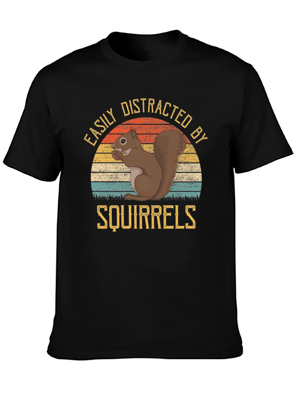 Easily Distracted by Squirrels Black T-Shirt