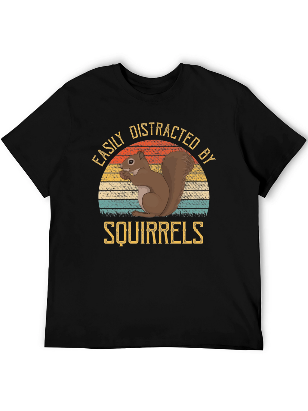 Easily Distracted by Squirrels Black T-Shirt
