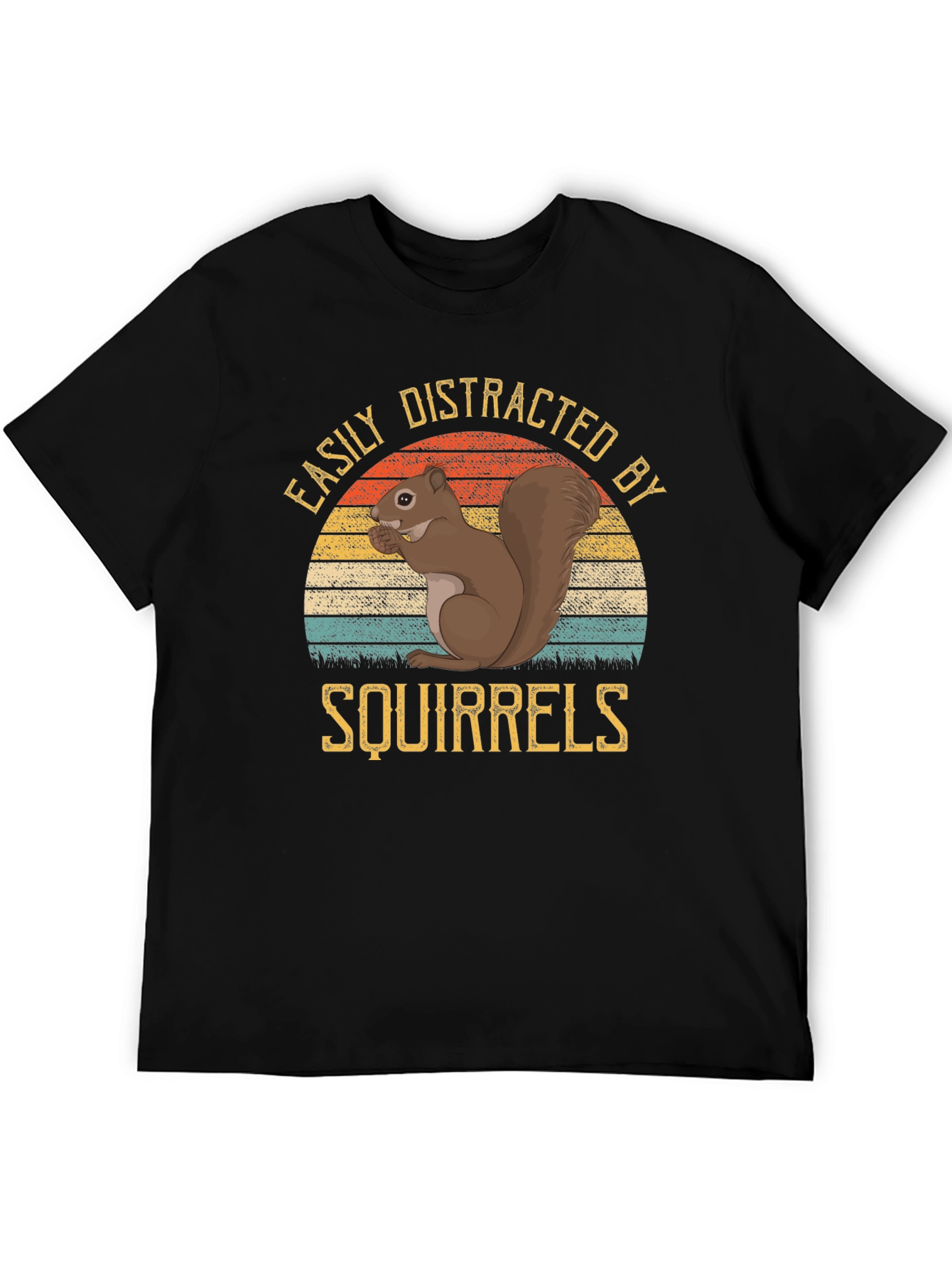 Easily Distracted by Squirrels Black T-Shirt