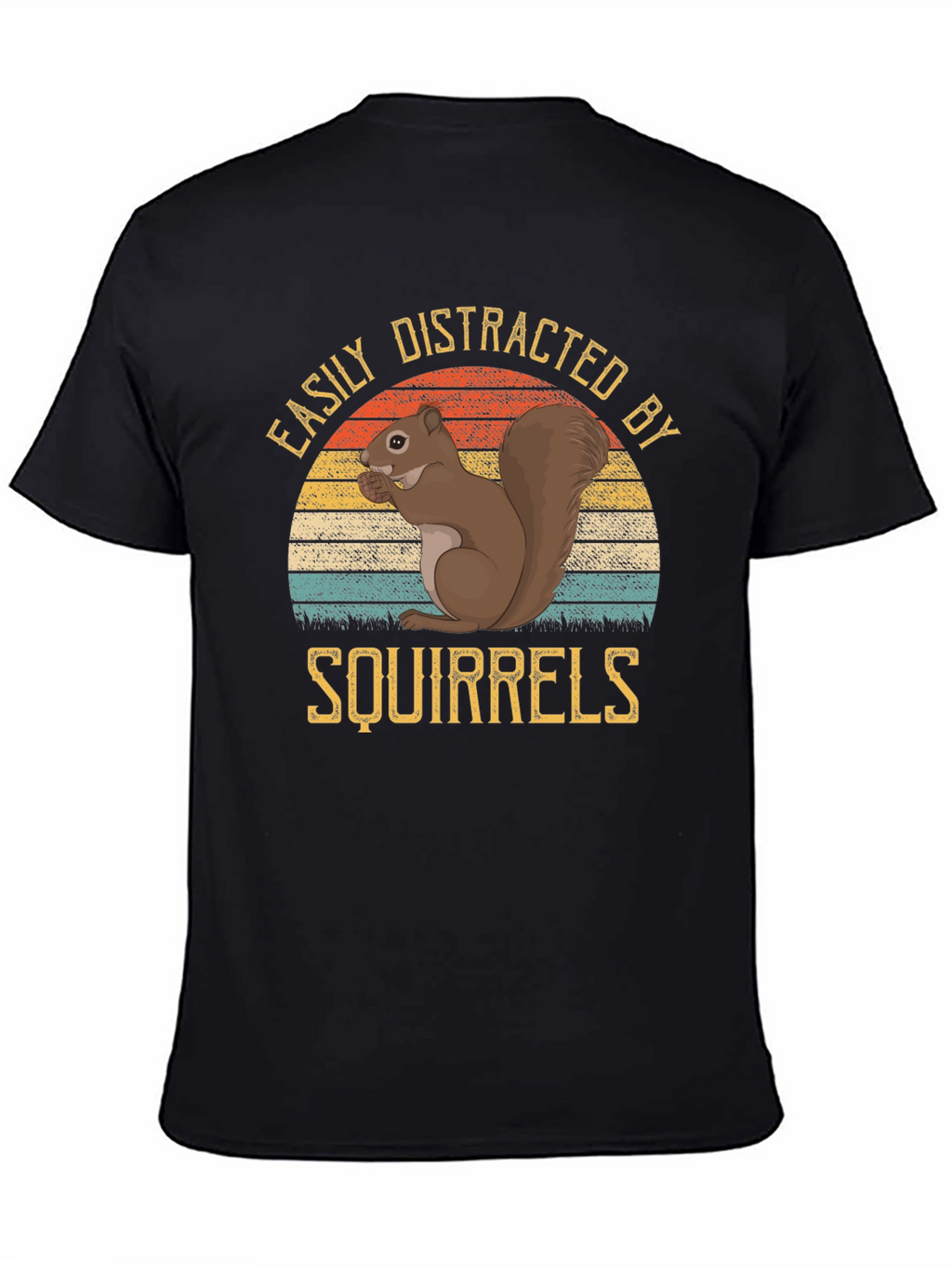Easily Distracted by Squirrels Black T-Shirt