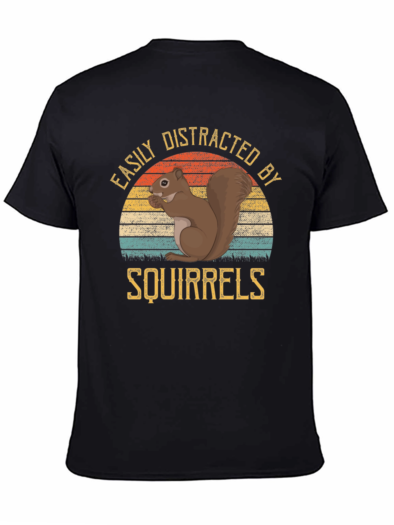 Easily Distracted by Squirrels Black T-Shirt