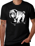 Cool Bulldog on Skateboard Graphic T-Shirt