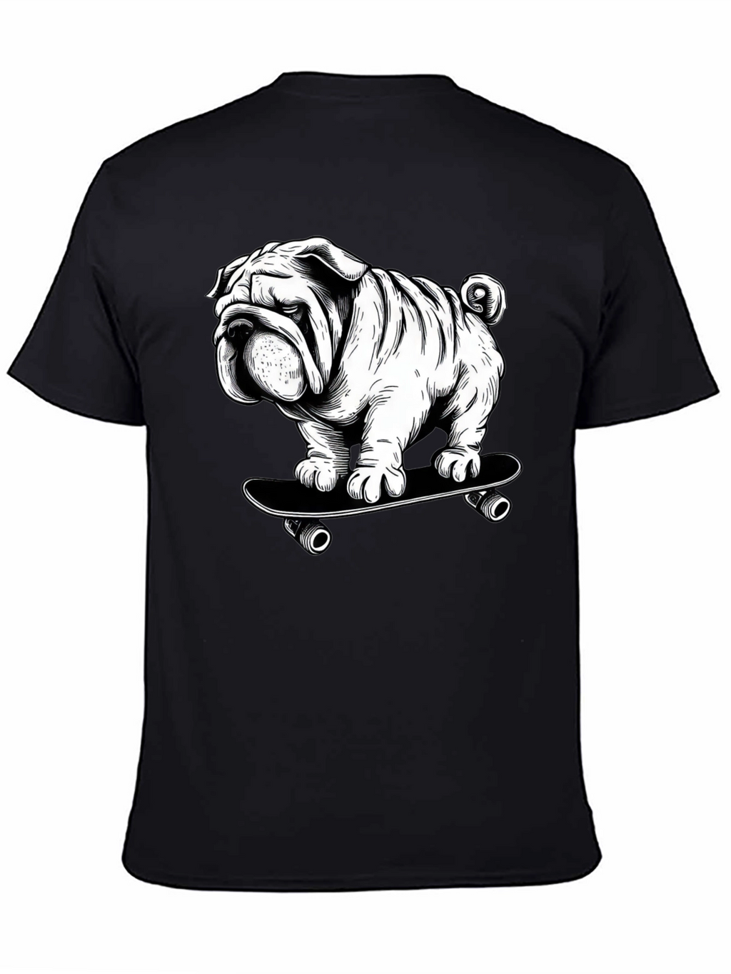 Cool Bulldog on Skateboard Graphic T-Shirt