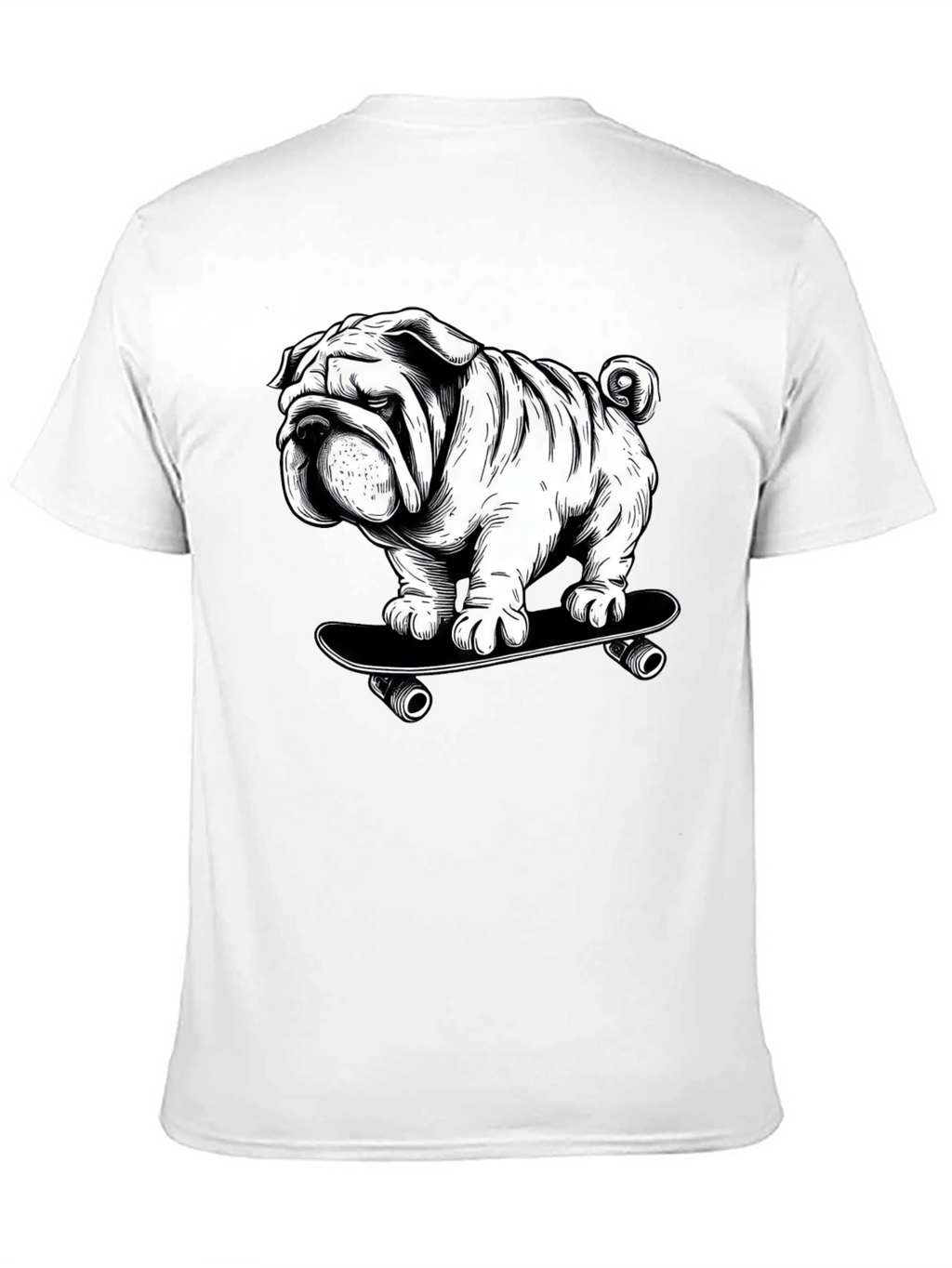 Cool Bulldog on Skateboard Graphic T-Shirt