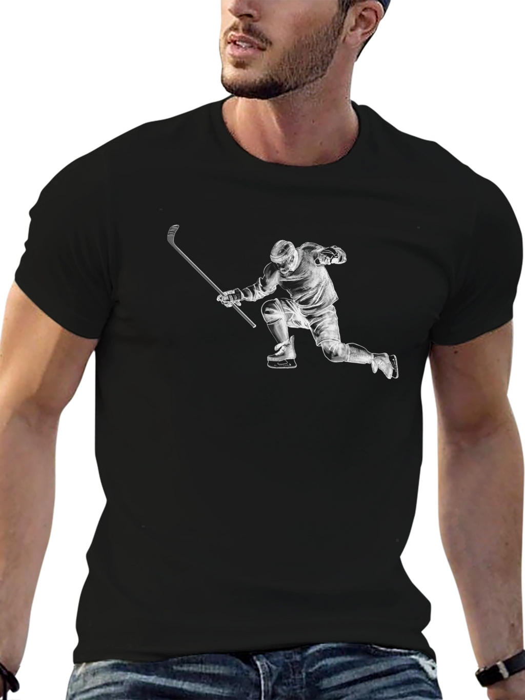 Hockey Player Graphic T-Shirt