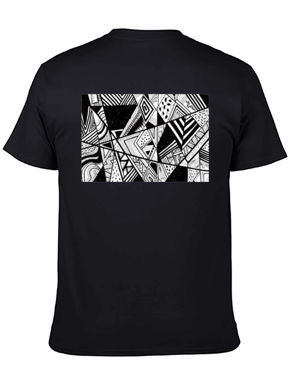 Abstract Geometric Print Black T-Shirt