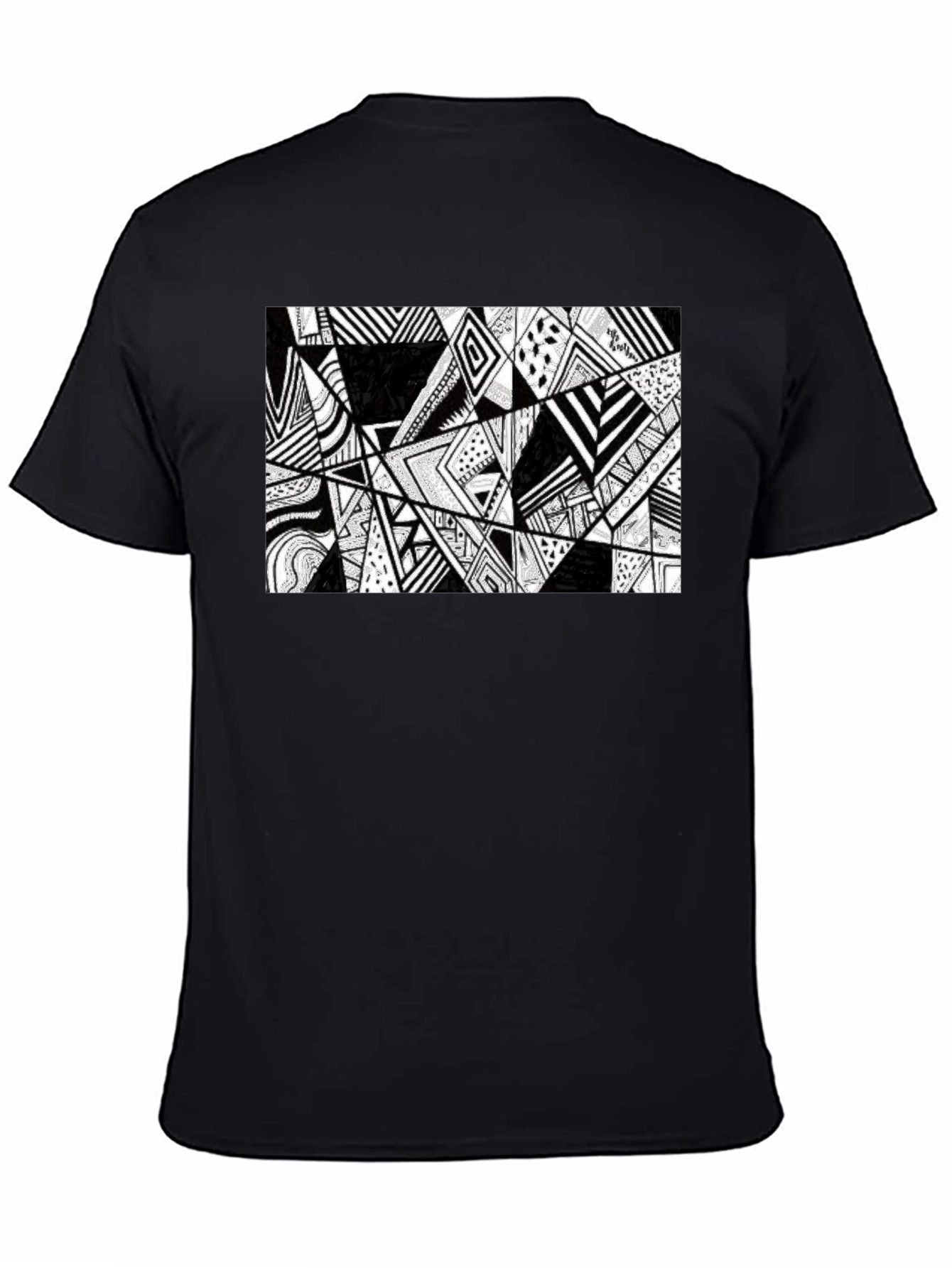 Abstract Geometric Print Black T-Shirt
