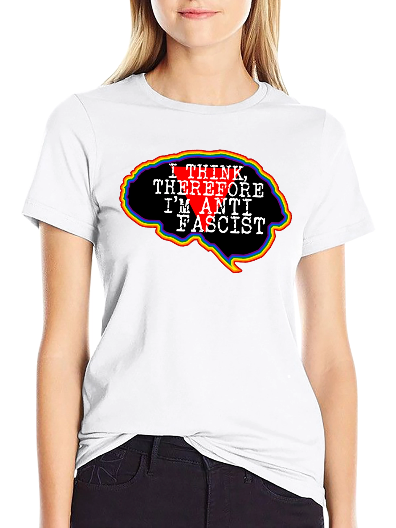 Anti-Fascist Brain Tee - Think Therefore I Am Anti Fascist